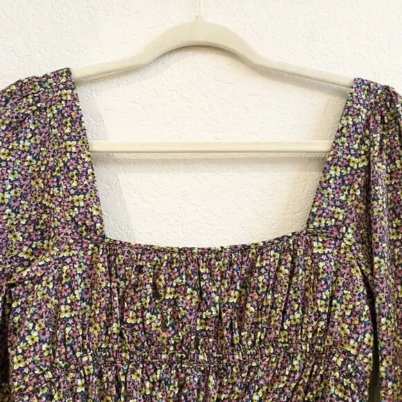 J. Crew Cinched-waist 100% Organic Cotton Top In Liberty Busy Izzy Fabric Size 8 - Picture 11 of 12